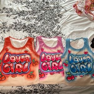 Colorful 'Lover Girl' Kids Tank Tops